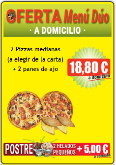 OFERTA MENÚ DUO A DOMICILIO